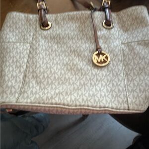 Michael Kors Cream and Brown Signature Tote